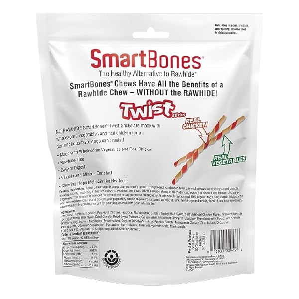 SMARTBONES SMART TWIST STICKS, RAWHIDE FREE DOG CHEW STICKS, MADE WITH REAL CHICKEN, 50 STICKS , 9.7 OUNCE (PACK OF 1)