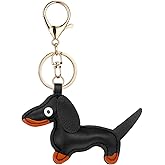 AHQiZFX Dachshund Keychain, Dog Shaped Keychain Keyring Cute Leather Animal Ornament Handmade Key Holder Charm Gifts