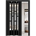 Room Divider Sliding Door Black, 38×80in Folding Accordion Door Interior with Handles & Acrylic Glasses/ Multifold Interior Door for Kitchen Laundry Room Bathroom ( Color : WxH 6-25 , Size : 26x80in(6