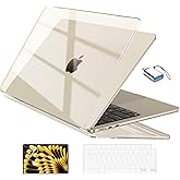 EooCoo Compatible with MacBook Air 13 inch Case 2026 2025-2022 M4 M3 M2 Model A3240 A3113 A2681, Mac Air 13.6 inch Clear Hard Shell & Keyboard Cover & Screen Film & Type-C, Crystal Starlight
