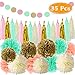 Paxcoo 35 Pcs Mint Gold Peach Party Supplies for Baby Shower Decorations