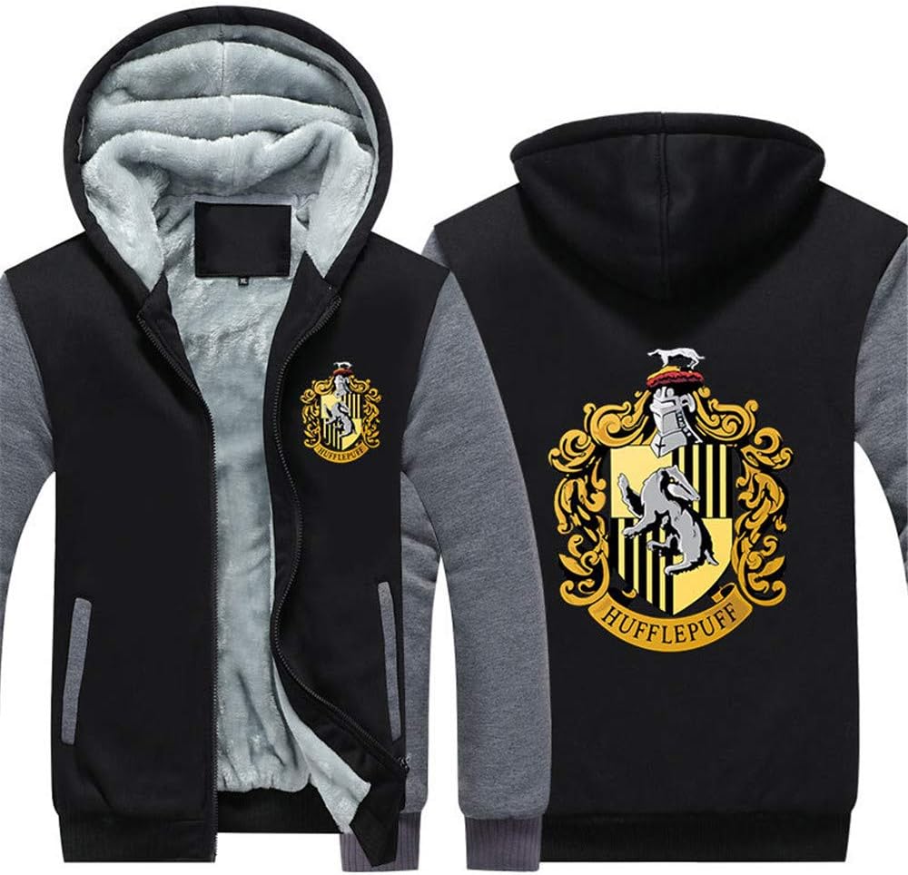 LAIDAN Men's Hooded Zip Jacket Harry Potter HUFFLEPUFF 3D Print Casual Warm-Long-Sleeved Breathable Sweatshirt Baseball Uniform Teen Coat Gift