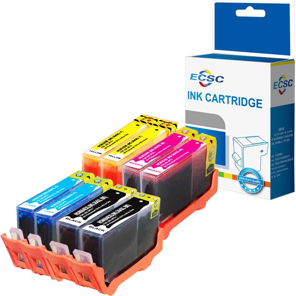 ECSC Compatible Ink Cartridge Replacement for HP Deskjet 3070A 3520 Photosmart 5510 5510 5512 5514 5515 5520 5522 5524 5525 6510 6520 6525 7510 7520 B109a 364XL (BK/C/M/Y, 8-Pack)