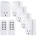 BN-LINK Mini Wireless Remote Control Outlet Switch Power Plug in for Household Appliances, Wireless Remote Light Switch, LED Light Bulbs, White (2 Remotes + 5 Outlets) 1250W/10A