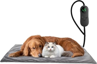 Helining Dog Heat Pad 40x70cm with 5 Timer 7 Temp Settings Waterproof Cover