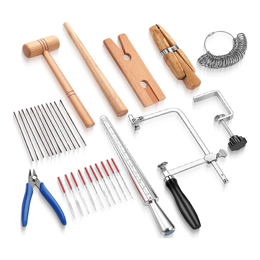 Stroagymoon Tool Set Includes Jewelers Saw Frame Bench Needle Clamp Diamond Needle File Wood Ring Clamp for Jewelry Making