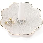 RUIMIC Ceramic White Mandala Jewelry Holder Decorative Ring Holder/Trinket Tray Engagement Wedding Birthday Gifts for Women Her