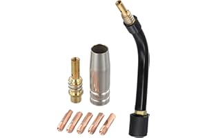 Welding Torch Gooseneck Kit for MB15 15AK, Brass Swan Neck Extension with Conductive Tips Set, High Resistant Flexible Neck f