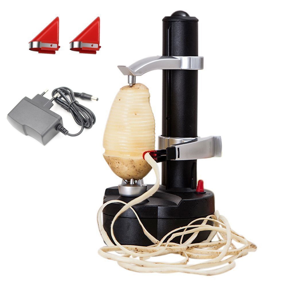 Malayas KKWLELEL Electric Potato Peeler [2 Extra Blades] - Automatic Rotary Fruit and Vegetable Cutter