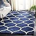 SAFAVIEH Area Rug 8x10 - Hudson Shag Collection - Large - Navy & Ivory, Trellis Pattern, Non-Shedding & Easy Cleaning, Ultra Plush Thick Pile, Ideal for Living Room, Bedroom, Dining Space (SGH280C)