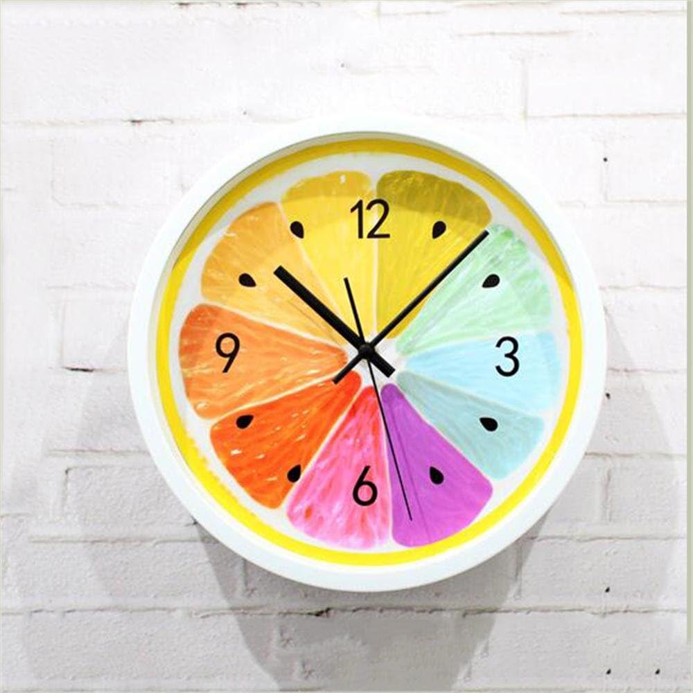 TOYM- Fresh Fruit Lemon Wall Clock Garden Pastoral Silent Clock Fashion Creative Art Living Room Bedroom Quartz Clock ( Color : White Side )
