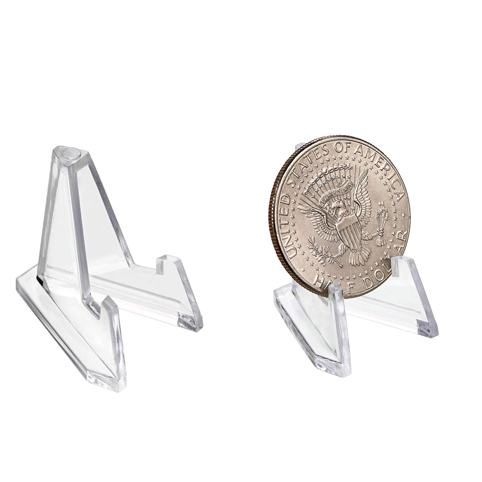 WANGCL 20 PCS Coin Stand Mini Acrylic Easel Stands Coin Display Easel Holder for Displaying Crystal Geodes Rock Mineral Agate Fossil Coral Medals