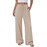 ZOOSIXX Wide Leg Pants for Women - Palazzo Flowy Lounge Lightweight Summer Drawstring Casual Trousers with Pockets Beach