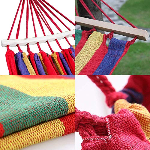 KEPEAK Cotton Hammock Swing Bed Brazilian Double Hammock, Soft Comfortable Fabric Canvas Hammock for Patio, Porch, Garden or Backyard - Thumbnail 2