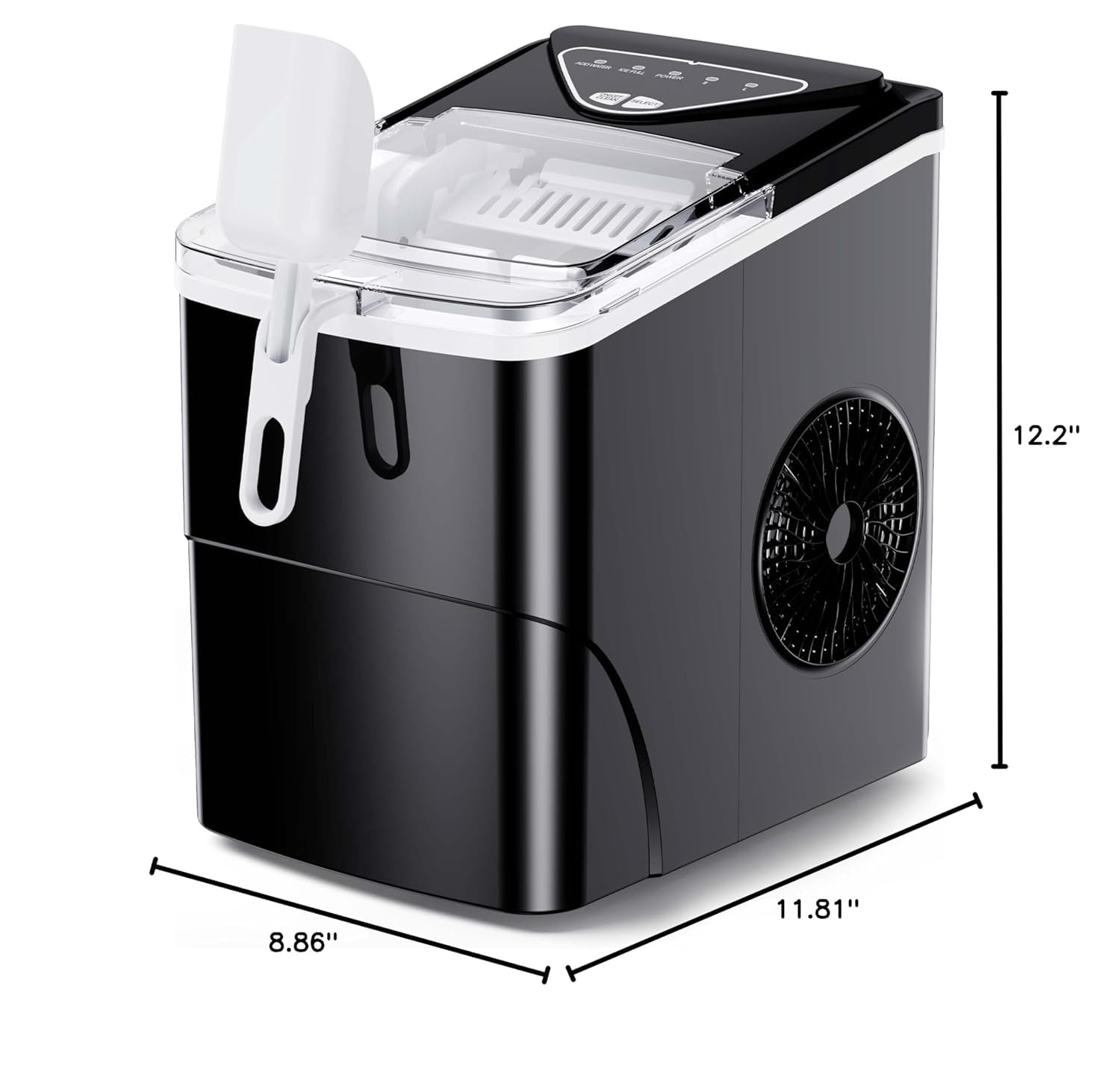 Silonn Ice Maker Countertop, 9 Cubes Ready in 6 Mins, 26lbs in 24Hrs, Self-Cleaning Ice Machine with Ice Scoop and Basket, 2 Sizes of Bullet Ice for Home Kitchen Office Bar Party