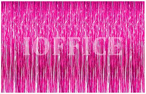 Metallic Fuchsia Foil Fringe Curtains 12 ft X 8 ft. Door Window Curtain Party Decoration (12' x 8', Fuchsia)
