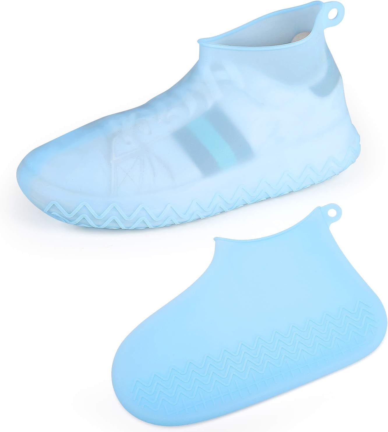 AOGUERBE Waterproof Silicone Boot and Shoe Covers, Reusable Rubber Shoe Protectors Men/Women Covers for Shoes Rain Silicone Protector for Outdoor/Indoor/Walking Non Slip Stretchable (Blue, Small)