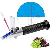 Refractometer for Grape Wine Brewing, Measuring Sugar Content in Original Grape Juice and Predicting The Wine Alcohol Degree, Dual Scale of 0-40% Brix &amp; 0-25% vol Alcohol, Wine Making Kit