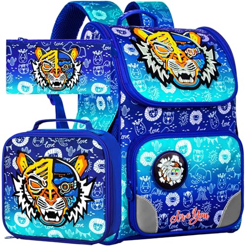 HPJGD Boys Tiger Backpack 15" Kids Bookabag