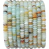 BEADIA Natural Amazonite Disk Stone Beads 4x2mm 160pcs Rondelle Loose Semi Gemstone Beads for Jewelry Making Design