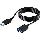 SABRENT 22AWG USB 3.0 Extension Cable A Male to A Female [Black] 6 Feet (CB-3060)