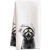 BONETAT 1 PCS Raccoon Hand Towels for Bathroom,16x23.5 Soft Microfiber,Cute Animal Gifts for Kids & Adults,Raccoon Themed Kitchen, Bath, Guest Room Decor Housewarming Present - HX01