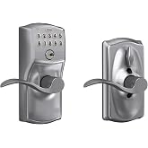 Schlage Electronic Keypad Lock, Lever Handle, Camelot Trim, Satin Chrome