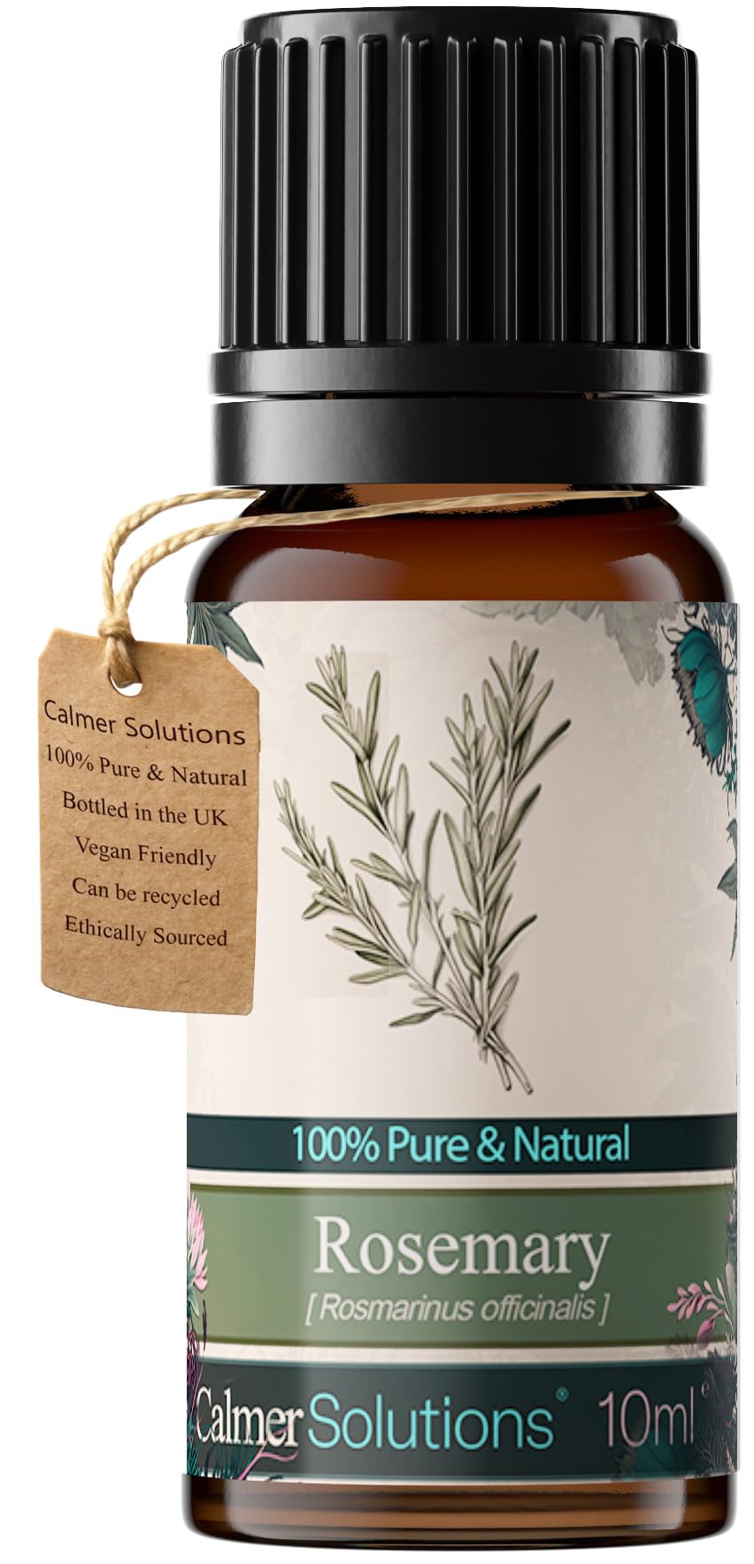 Calmer Solutions Rosemary Essential Oil 10ml – 100% Pure & Natural Aromatherapy Oil – Energising & Clarifying for Diffusers, Massage, Hair & Scalp Care, Skincare & DIY Blends