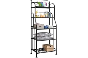 Forthcan 5-Tier Shelving Unit Shelves Storage Rack Heavy Duty Organizer Metal Plant Stand Shelf for Laundry Bathroom Kitchen 