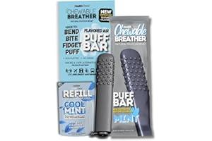 HEALTH CHEWS Smokeless Inhaler Breather Chewer, Aromatherapy Breathing Tool with Refill Cores, Portable Fresh Air Diffuser for Habit Replacement, Wellness Quit Smoking, Travel Friendly (Cool Mint)