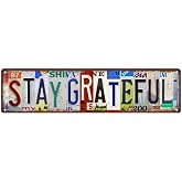 Vintage Stay Grateful Wall Decor，16x4 inches，for Offices, Prayer Rooms Sign | Funny Bathroom, Studios, Garage Motivational Wall Decor Sign，Birthday Gifts for Grateful Music Band Fans