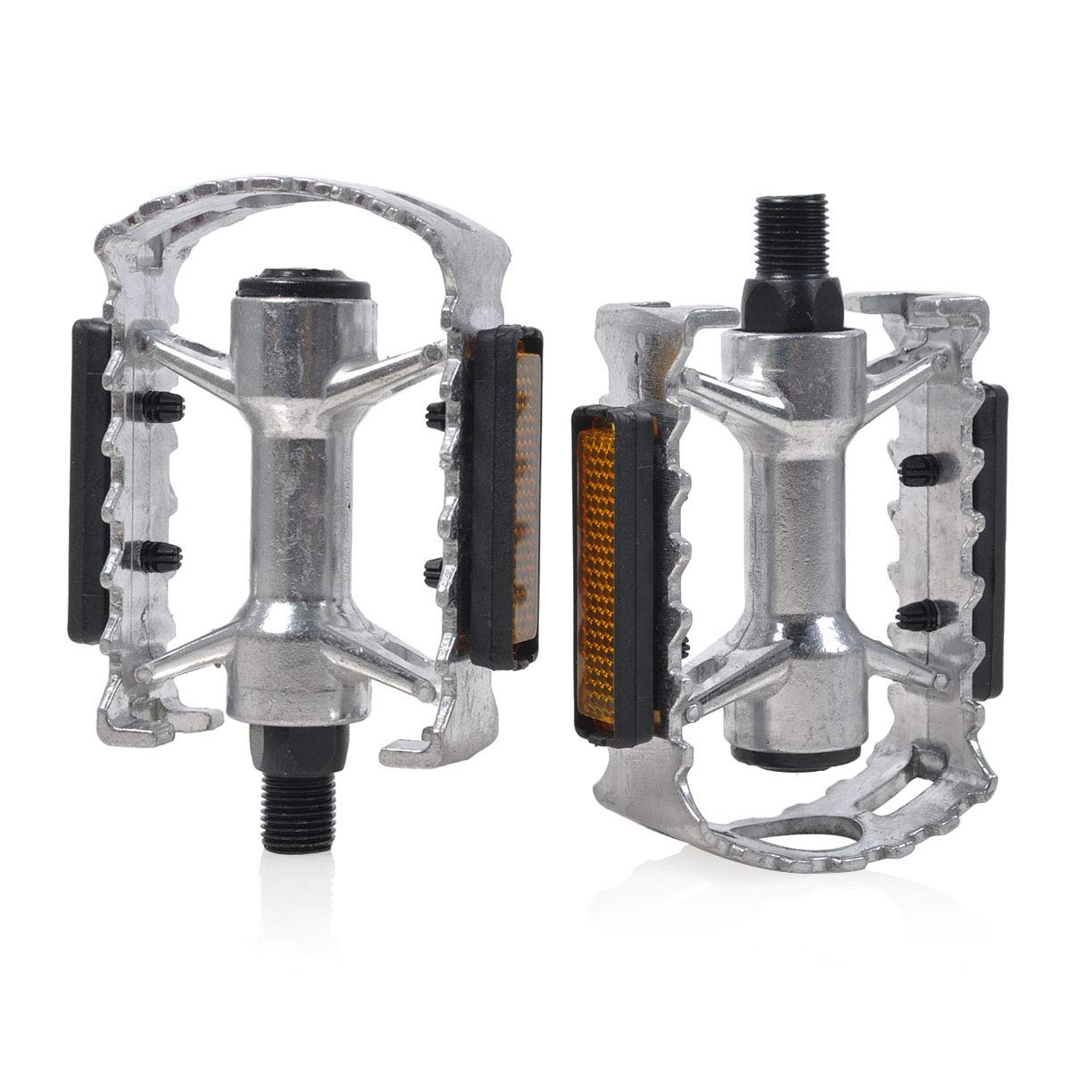 ThinkTop Kid's Bike Pedal, Aluminium Alloy Ultra Strong 1/2-Inch or 12mm Axle Connector Bike Pedals Platform Flat Fit for 12" 14" Boys Girls Bike (Silver)