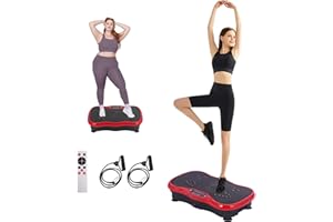 OKATOPGEAKO Whole Body Vibration Plate Exercise Machine – Power Vibrating Plate for Lymphatic Drainage Weight Loss, Shake Plate Exercise Platform with Touch Screen & Resistance Bands, Equipment for Women Men