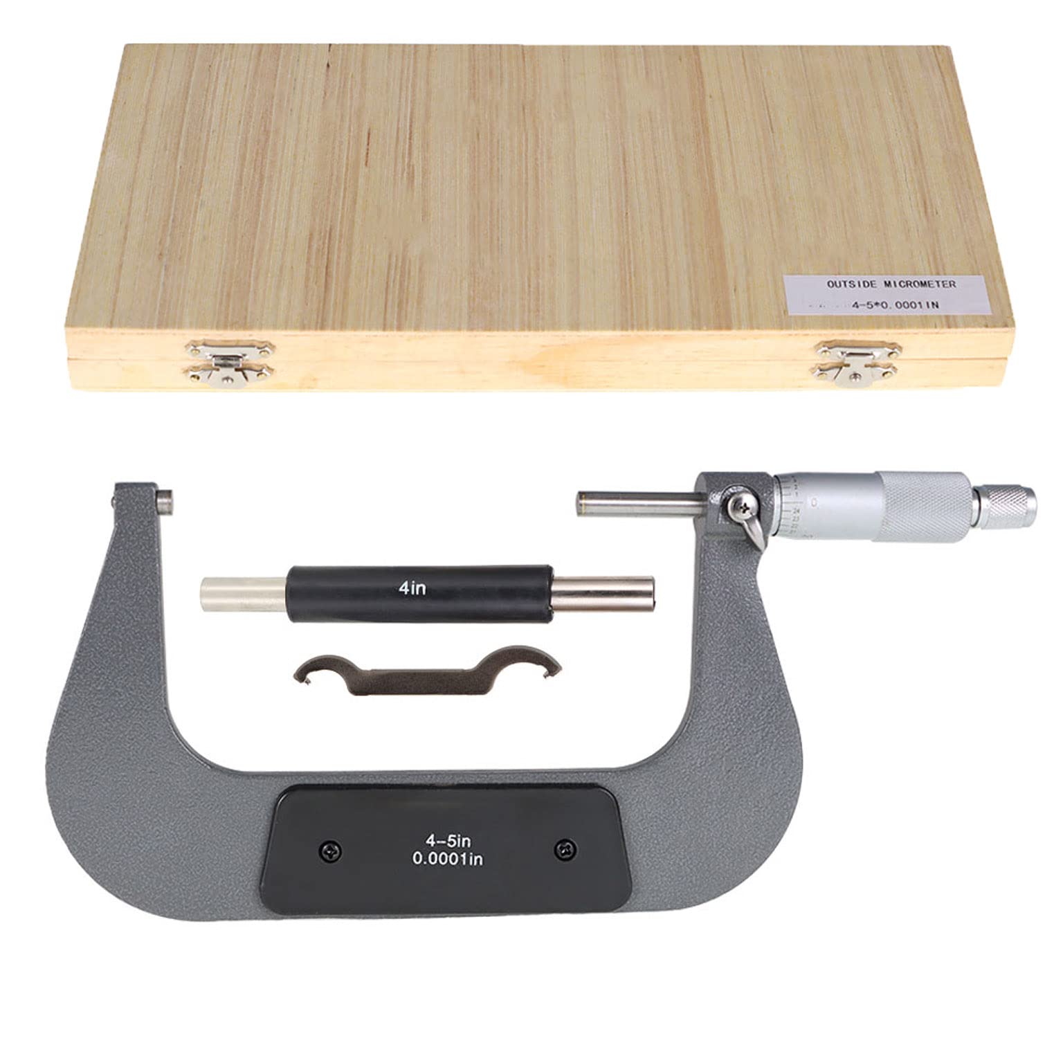 Photo 1 of mitoharet Outside Micrometer Set, 4-5 Inch Micrometer Measuring Tool 0.0001 Inch Accuracy Precision Machinist Tool for Precision Measurement Work