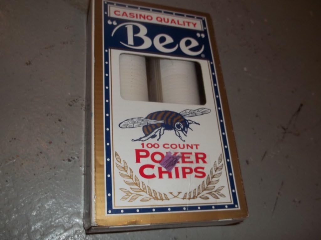 Bee Poker Chips Casino Quality All White 100 Count, Poker Chips
