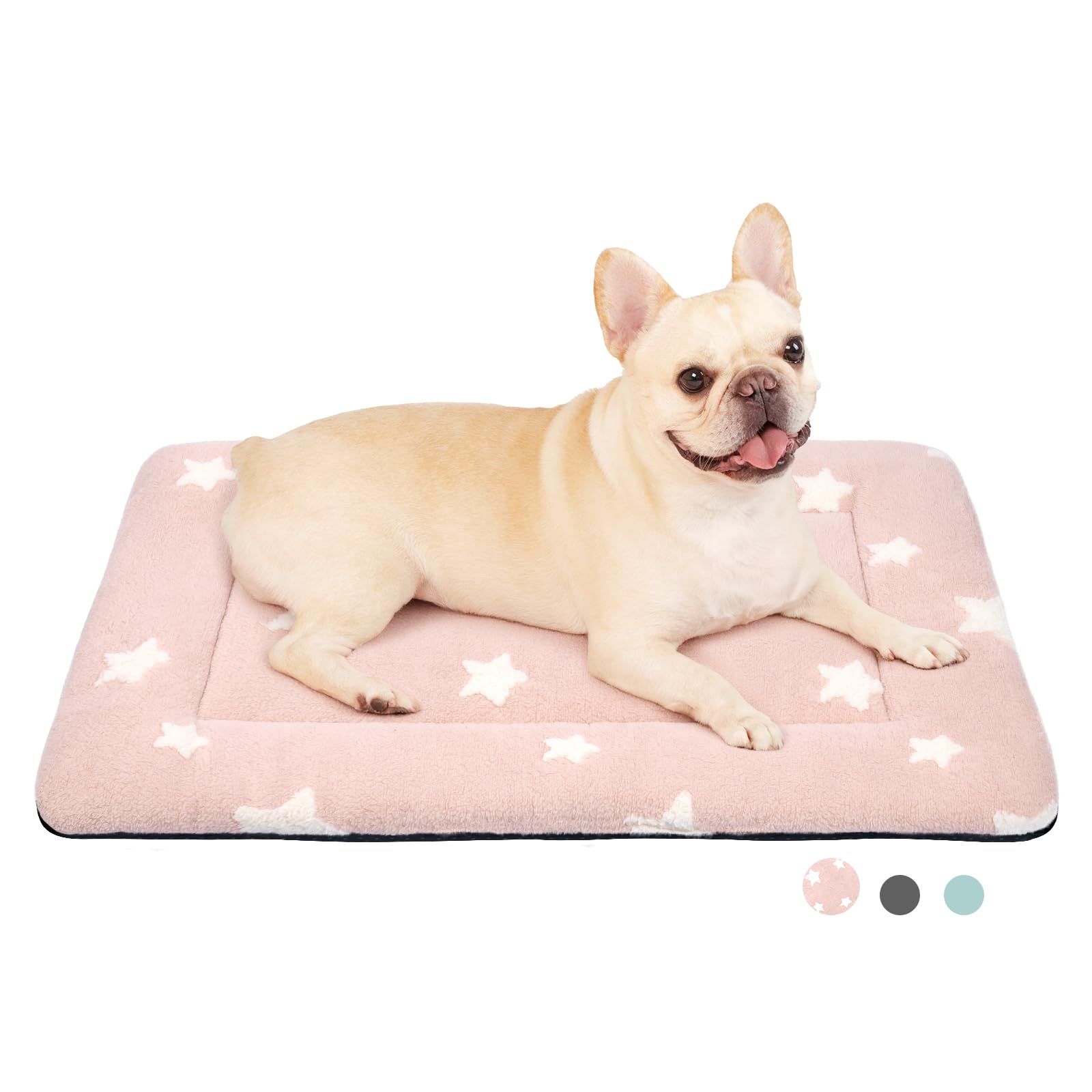 MORA PETS Medium Dog Bed Mattress 76 x 48cm Washable Dog Crate Bed Mat Soft Pet Bedding for 30 inch Cage Flat Puppy Bed Cushion with Anti-Slip Bottom Pink