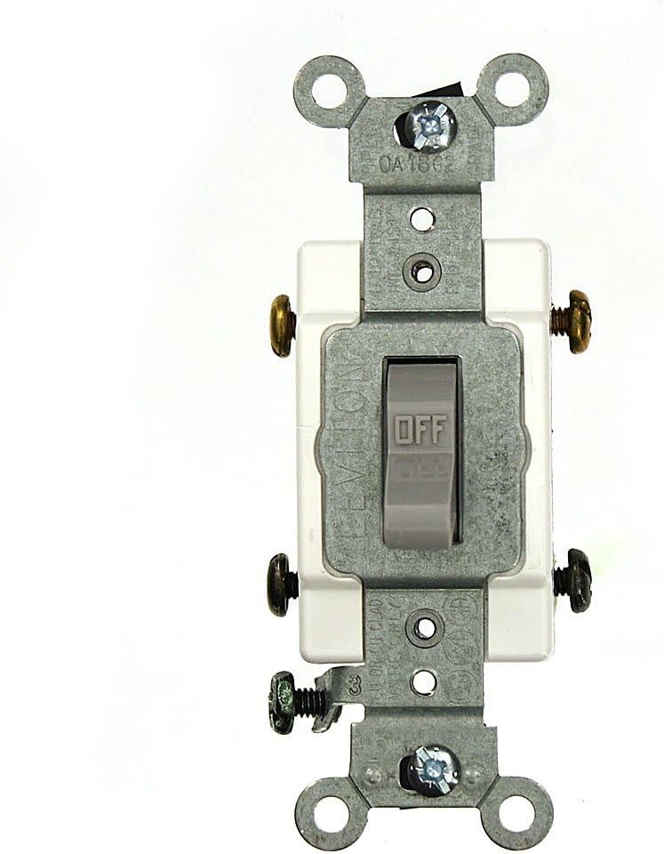 Leviton CSB2-20G 20 Amp, 120/277 Volt, Toggle Double-Pole AC Quiet Switch, Commercial Grade, Grounding, Gray