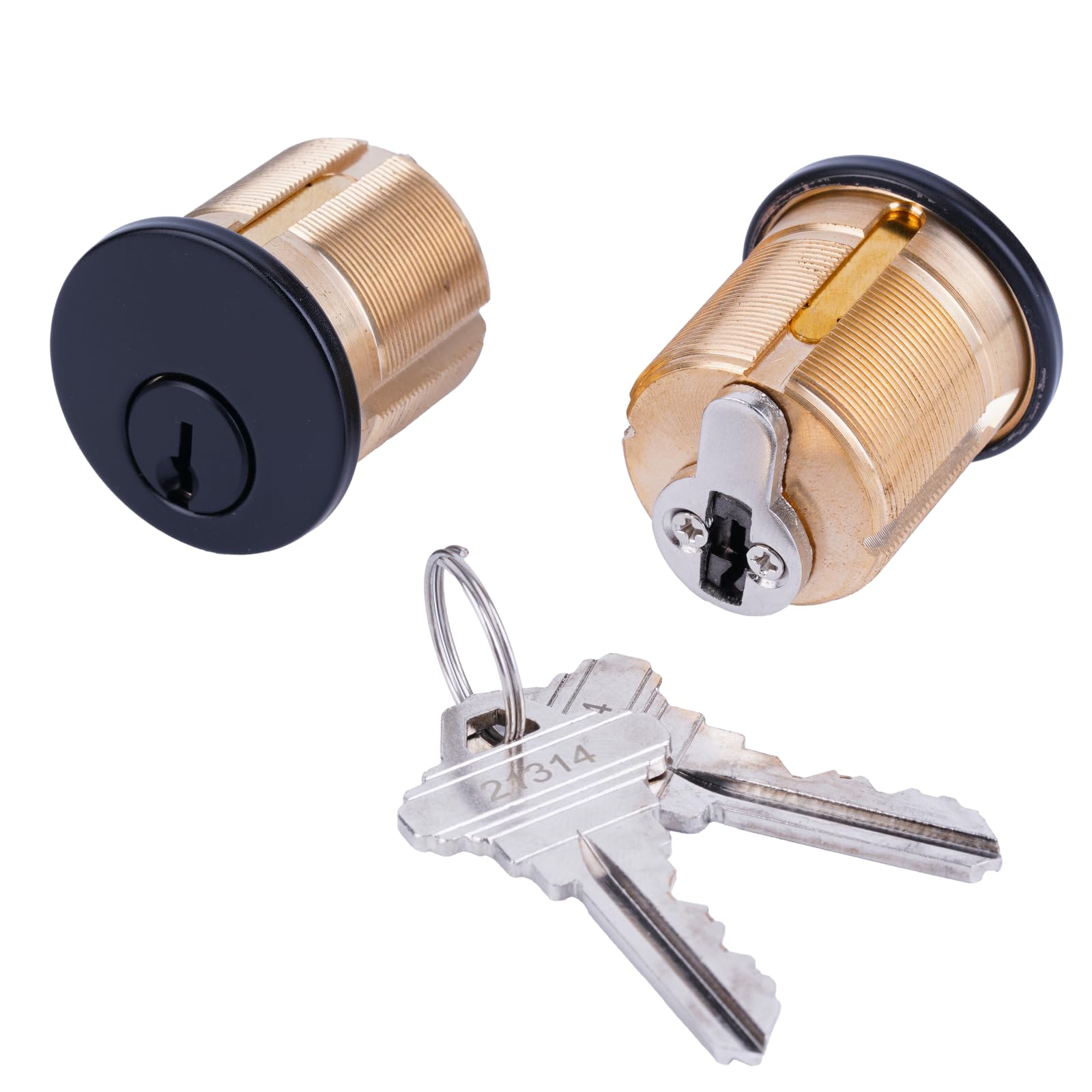 Photo 1 of 2 Pack Brass Keyd Alike Mortise Door Cylinder Lock, 1 1/4" Inch Length Keyed Standard SC1 Keyway, Door Replacement Lock Cylinder with 2 Keys Suitable for Home and Commercial Use (Black).