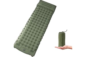 Afurkuot Green Self Inflating Sleeping Pad for Camping, Outdoor Camping Mattress Pad Inflatable Sleeping Mat, Single Air Mattress with Pillow, Inflatable Sleeping Mat Camping Pad for Hiking Car Tent