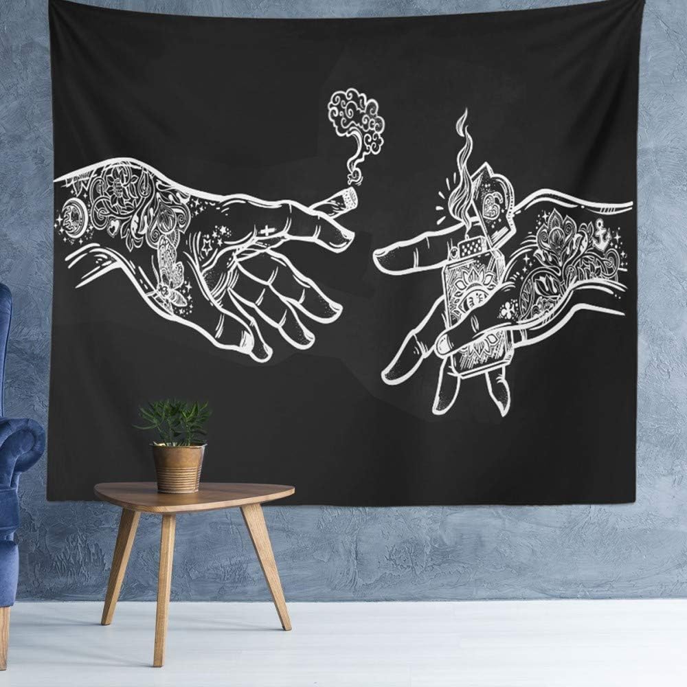 Dollin&Dockin Wall Tapestry White and Black Floral Hands, Creative Funny Hippie Boho Novelty Tapestry Wall Hanging - Image 4