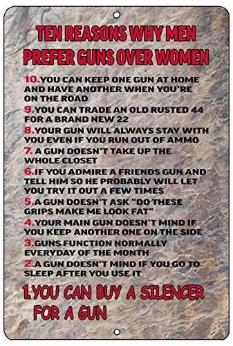 Rogue River Tactical Funny Pro 2nd Amendment Metal Tin Sign Wall Decor Man Cave Bar Prefer Guns Over Women