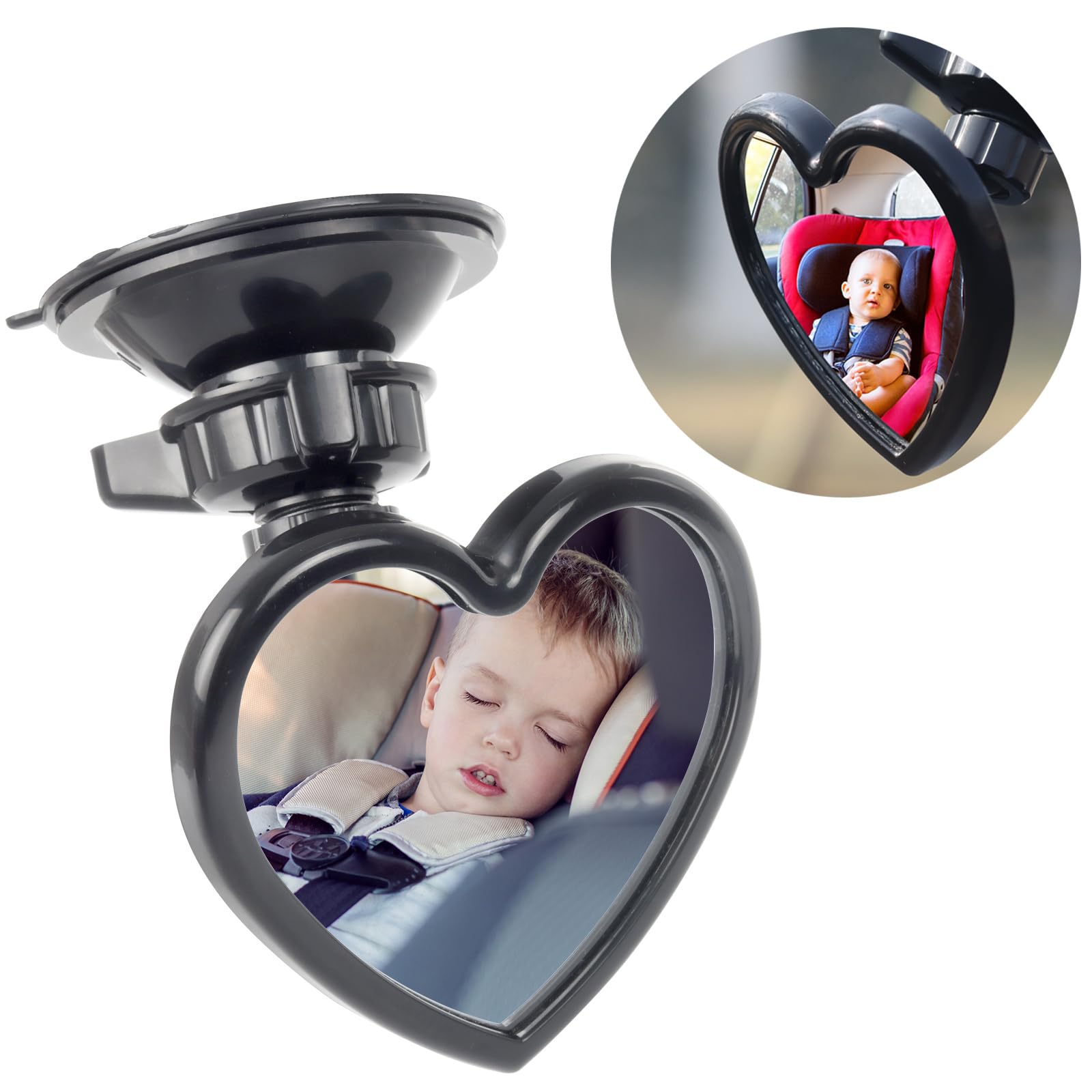 Photo 1 of LoyaGour Baby Car Mirror Rear Facing,Convex Rear View Baby Mirrors for Cars,Automotive Interior 360 Degrees Adjustable Love Mirrors to See Kids,Babies,Infants and Newborn(Suction Cup Install)