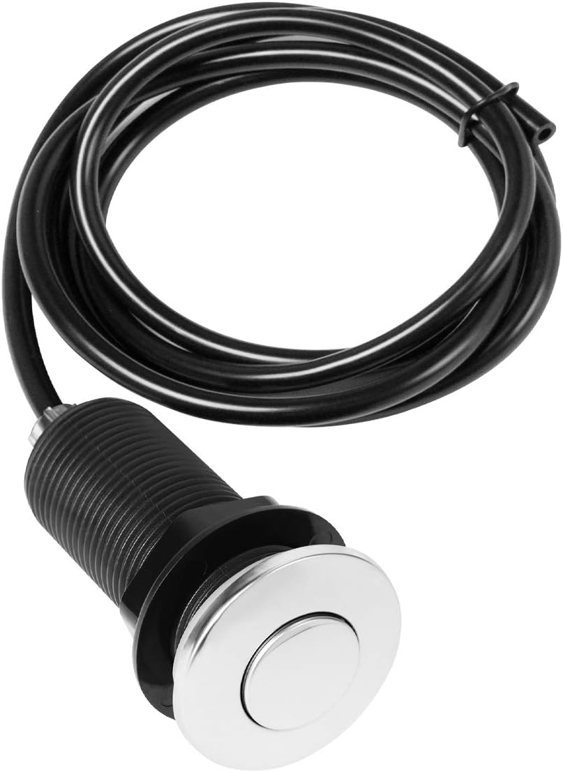 Air Activated Switch Button with Air Hose, Sink Garbage Disposal Parts (Polished Stainless Steel)