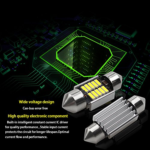 31mm Festoon Led Bulbs ,Viesyled 6000K White Light 10-SMD 4041 Chipsets Canbus No Error for 3175 DE3175 DE3021 3022 3021 Dome License Plate Door Lights Pack of 20