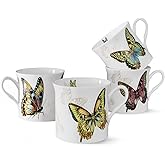 Taxenxar Ceramic Coffee Mugs Set of 4, 12 Oz Butterfly Pattern, Microwave and Dishwasher Safe, Comfortable Handles, Gifts for Women and Men, for Coffee, Tea, Latte, Cappuccino