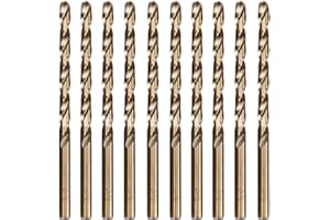 Hymnorq 13/64 Inches 10-Piece M35 Cobalt Steel Drill Bit Set for Metals - Dual Twist Flute, 135° Split Point, Straight Shank 