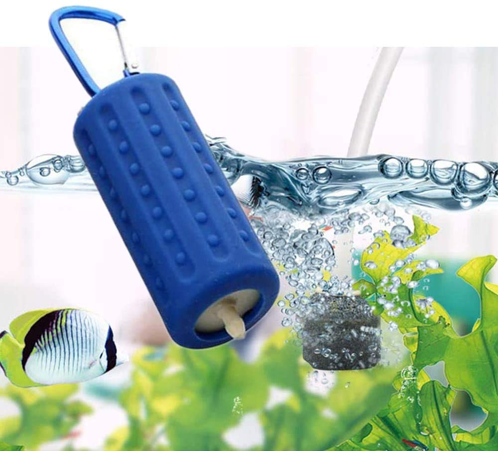 Aquarium Air Pumps, NEKOSUKI Mini USB Ultra Silent Aquarium Fish Tank Oxygen Air Pump with Air Stone and Silicone Tube, High Efficiency, Energy Saving, Plug and Play, 5V (Dark Blue)