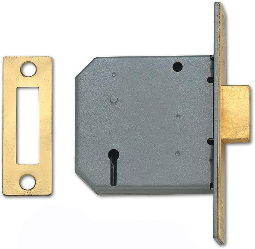 Union Locks 2177 3 Lever Mortice Deadlock 77.5mm - Polished Brass (Boxed), Multi