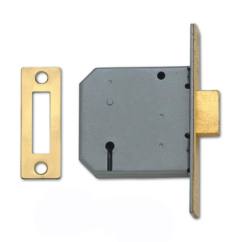 Union Locks 2177 3 Lever Mortice Deadlock 77.5mm - Polished Brass (Boxed)