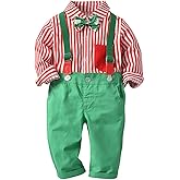 Fairy Baby Toddler Baby Boys Christmas Gentleman Outfit Bow Tie Shirt+ Suspender Pant Clothes Sets Infant Tuxedo Suit